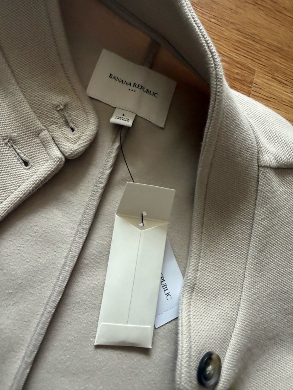 Banana Republic Light Beige Stand-Collar Button Jacket - Picture 2 of 6